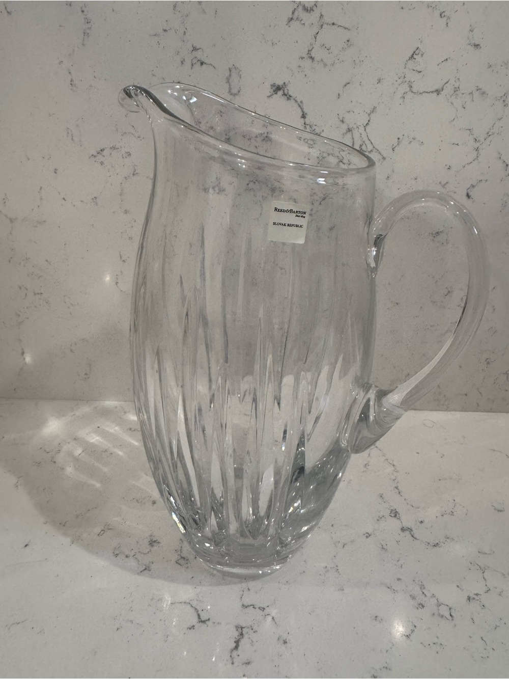 Reed & Barton Clear Glass Ribbed Pitcher with Handle